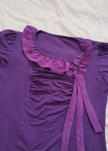 Mor Kısa Kollu Midi Elbise - Görsel 3