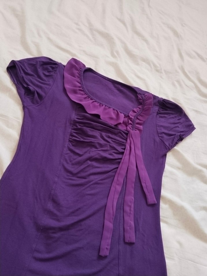 Mor Kısa Kollu Midi Elbise - Görsel 4