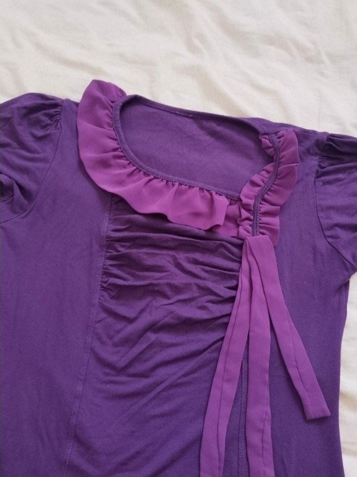 Mor Kısa Kollu Midi Elbise - Görsel 3