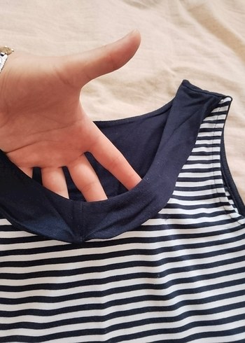 Lacivert Çizgili Mini Elbise - Görsel 3