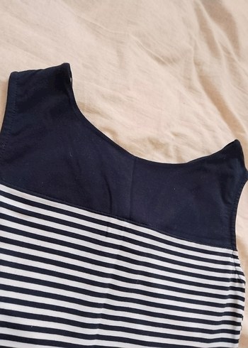 Lacivert Çizgili Mini Elbise - Görsel 5