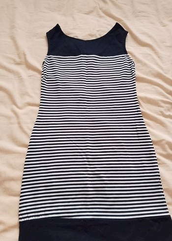 Lacivert Çizgili Mini Elbise - Görsel 4