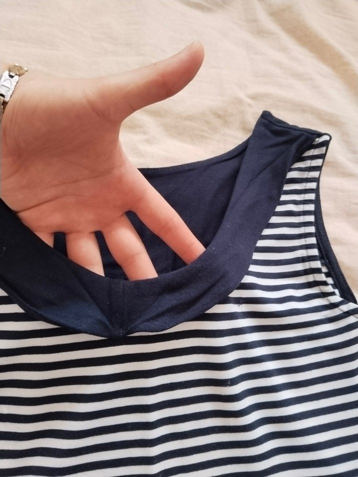 Lacivert Çizgili Mini Elbise - Görsel 3