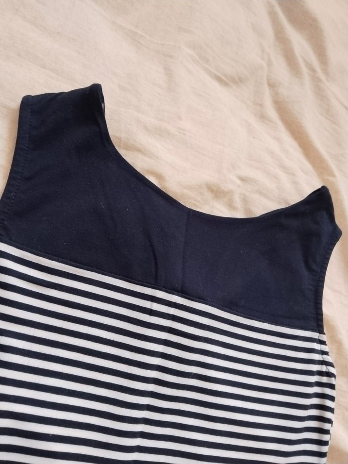 Lacivert Çizgili Mini Elbise - Görsel 5