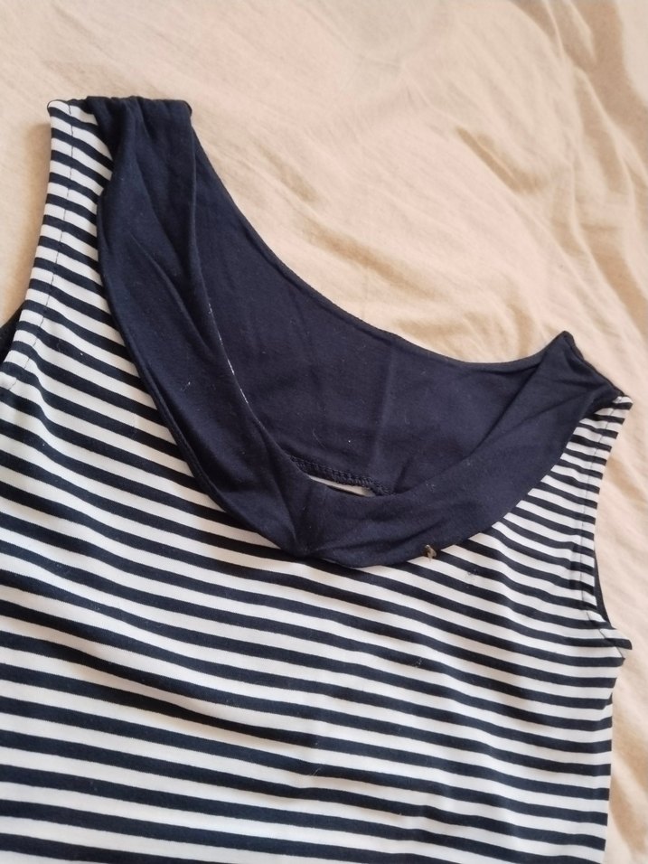 Lacivert Çizgili Mini Elbise - Görsel 2