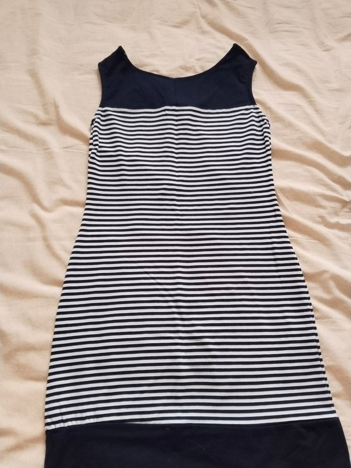 Lacivert Çizgili Mini Elbise - Görsel 4