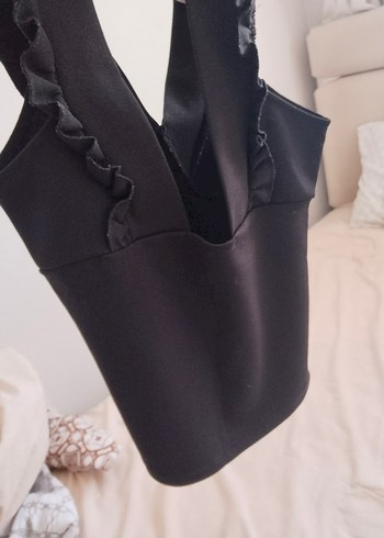 Kadın Siyah V Yaka Fırfıı büstiyer - Görsel 5