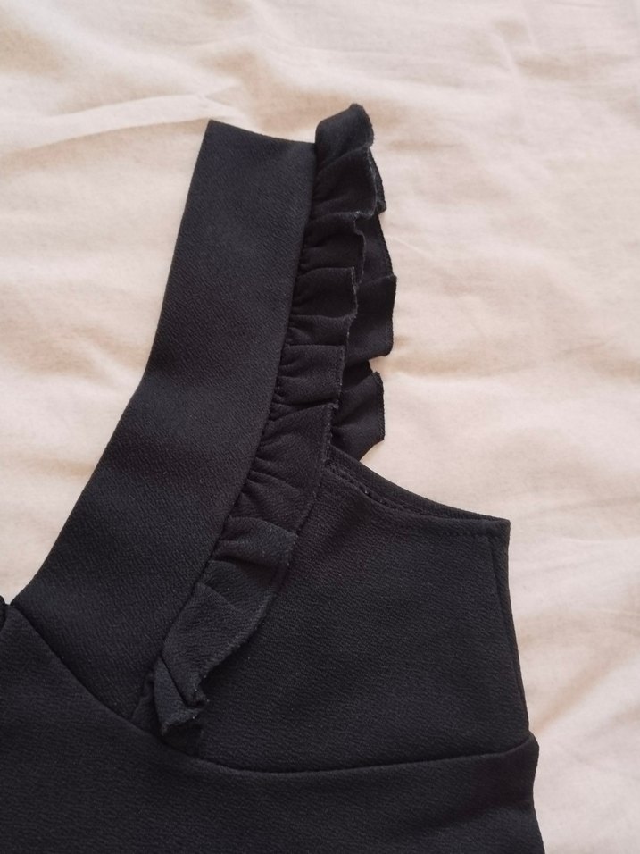 Kadın Siyah V Yaka Fırfıı büstiyer - Görsel 2