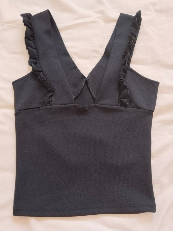 Kadın Siyah V Yaka Fırfıı büstiyer - Görsel 4