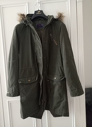 Yeşil kapüşonlu parka 36 beden  - Görsel 6