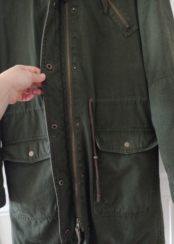 Yeşil kapüşonlu parka 36 beden  - Görsel 2