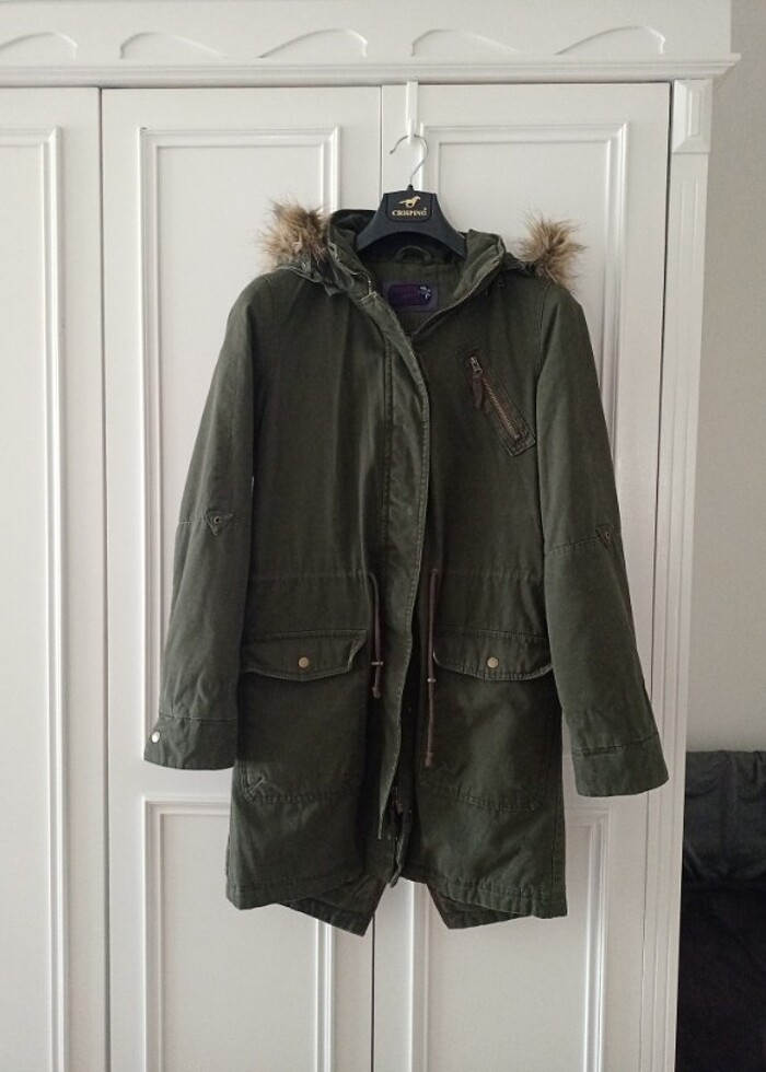Yeşil kapüşonlu parka 36 beden  - Görsel 3