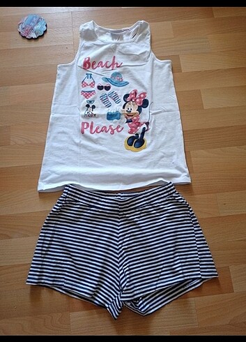 11-12 Yaş Beden beyaz Renk LCW 11 12 yaş şortlu pijama takımı
