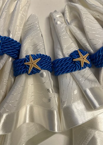 Parlak Beyaz Saten Kurdeleli Düğün masası - Görsel 2