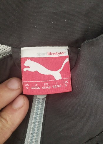 s Beden gri Renk puma Erkek Gri Kapüşonlu Fermuarlı Sweatshirt