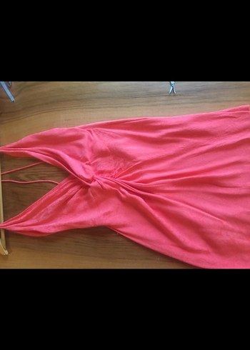 s Beden pembe Renk Askılı Drapeli Mini Pembe Elbise