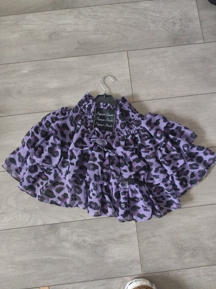 Sagaza Mor Leopar Desenli Kemerli Mini Elbise - Görsel 5