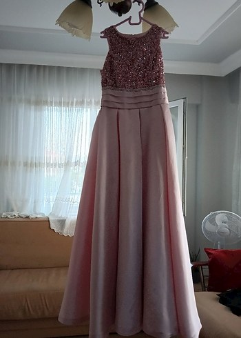 Pembe Uzun Abiye Elbise
