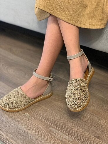 36 Beden camel Renk Çocuk örgülü sandalet