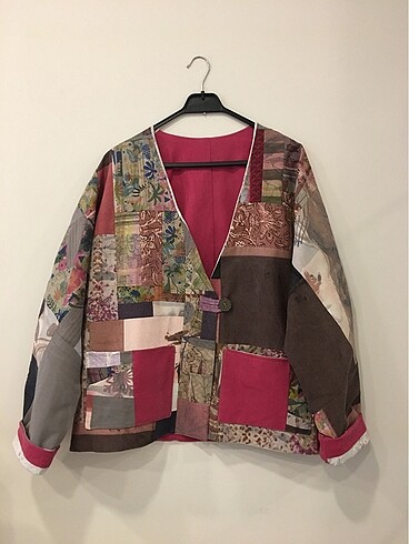 46 Beden çeşitli Renk Patchwork ceket