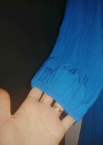 Mavi Uzun Kollu Düğmeli AyrobinTunik - Görsel 4