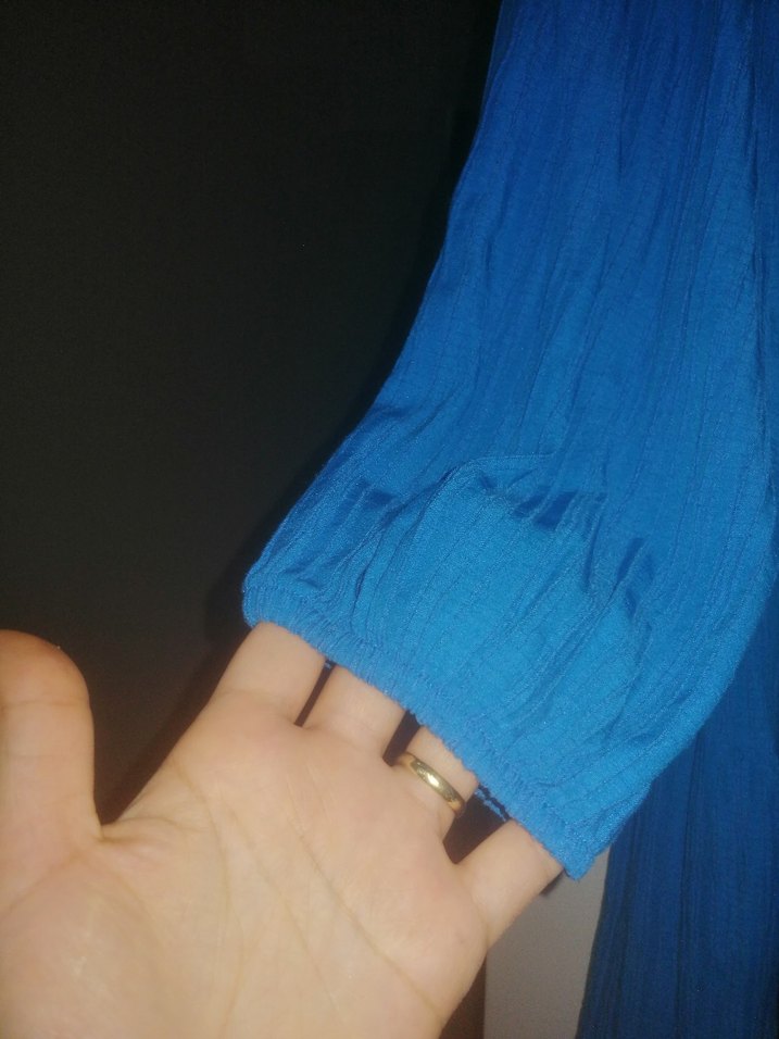 Mavi Uzun Kollu Düğmeli AyrobinTunik - Görsel 4