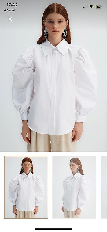TRENDYOL MODEST X Kevser Sarioglu Beyaz Büyük Yakali Balon Kol