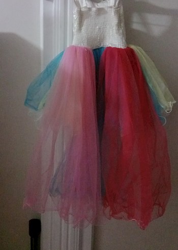 Çok Renkli Kız Çocuk tül Elbise - Görsel 7