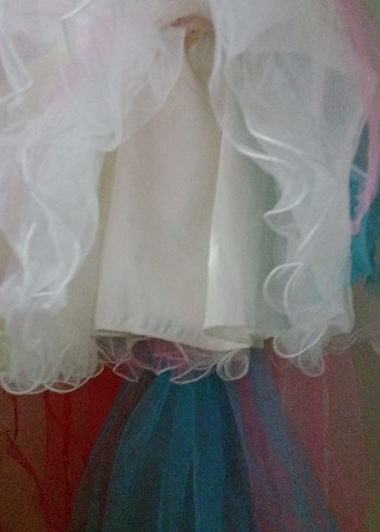 Çok Renkli Kız Çocuk tül Elbise - Görsel 8