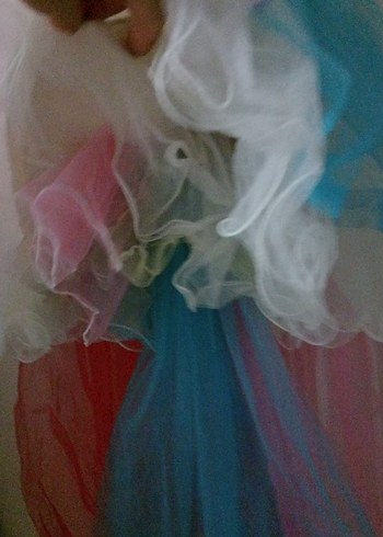 Çok Renkli Kız Çocuk tül Elbise - Görsel 9