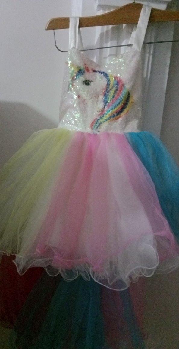 Çok Renkli Kız Çocuk tül Elbise - Görsel 2