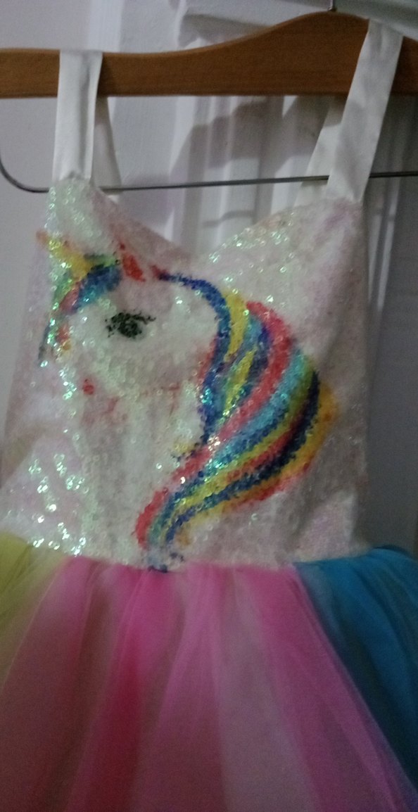 Çok Renkli Kız Çocuk tül Elbise - Görsel 3