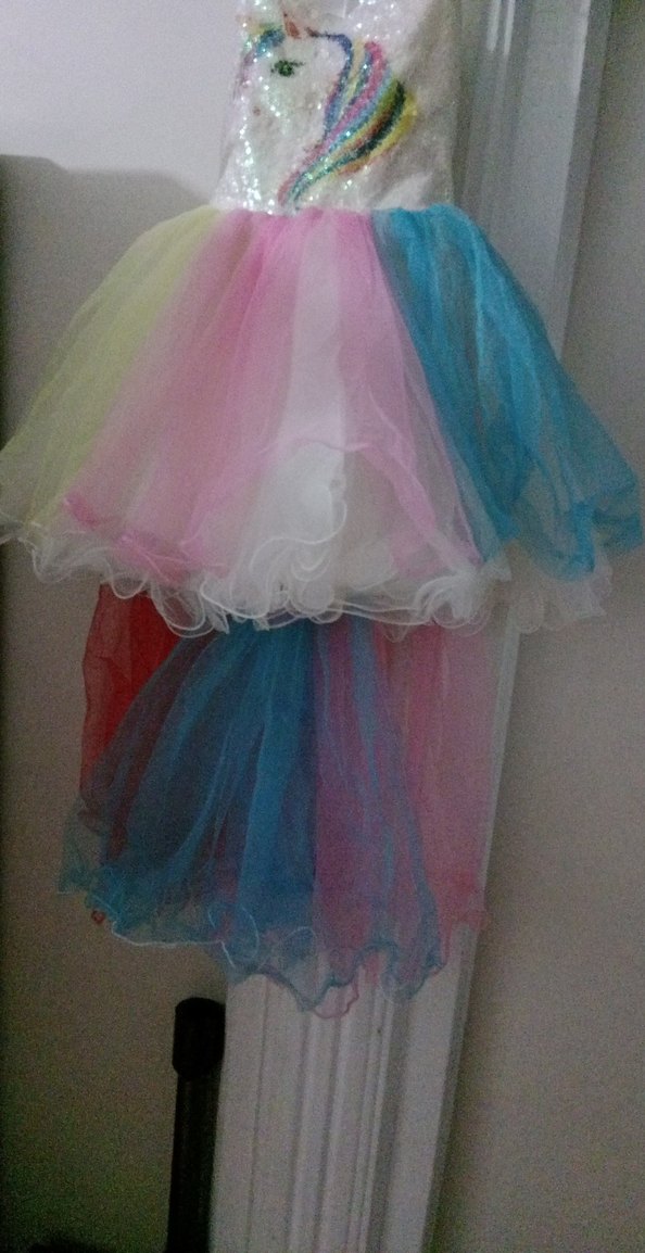 Çok Renkli Kız Çocuk tül Elbise - Görsel 4