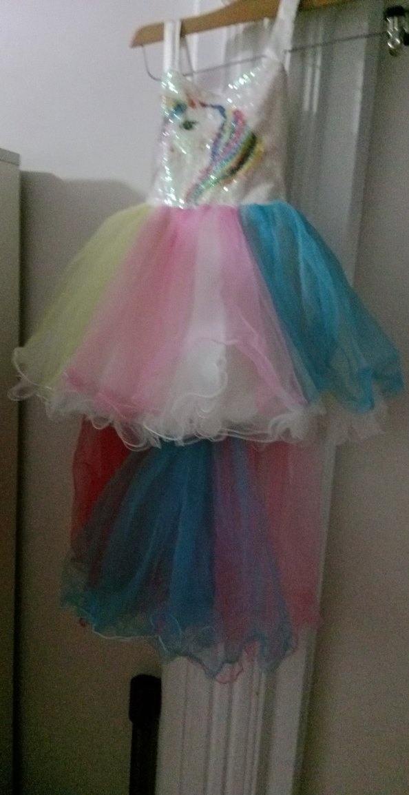 Çok Renkli Kız Çocuk tül Elbise - Görsel 5