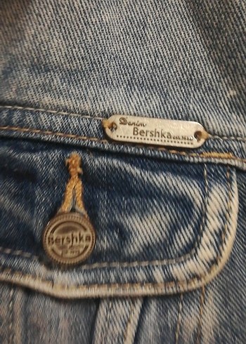 s Beden Düğmeli Mavi Batik Desenli Denim Ceket