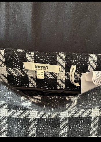 xs Beden Gri Kareli Örgü Mini Etek