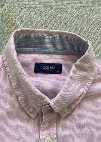 Colin's Pembe Keten Kısa Kollu Düğmeli Erkek Gömlek