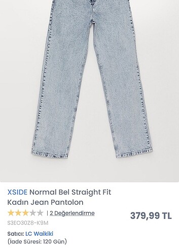 30 Beden mavi Renk Lcw(Xside) marka 30 beden wide leg jeans 