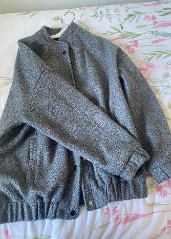 Lefties Gri Düğmeli Yün Kadın Ceket - Görsel 2