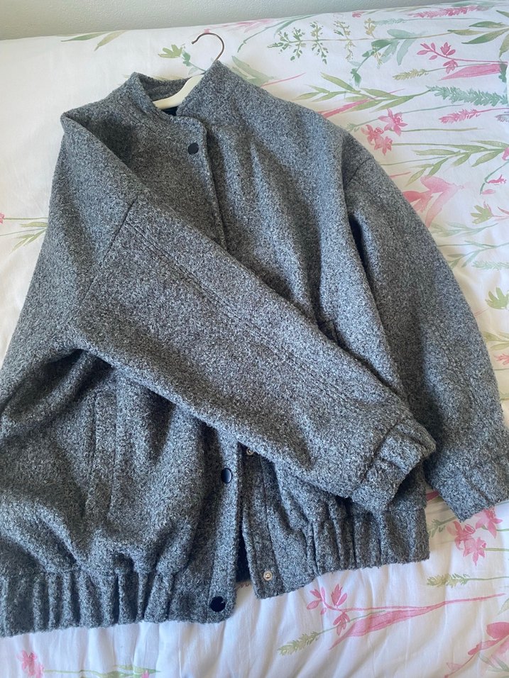 Lefties Gri Düğmeli Yün Kadın Ceket - Görsel 2