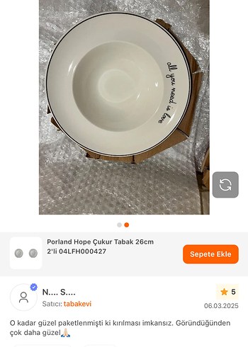 Beyaz Gri Yazılı 2'li Tabak Seti - Görsel 2