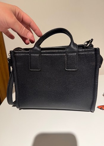 Yılan Desenli Siyah Deri Kadın Çanta ve kartlık - Görsel 4