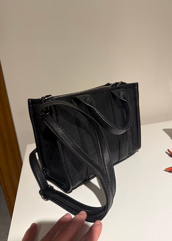 Yılan Desenli Siyah Deri Kadın Çanta ve kartlık - Görsel 5