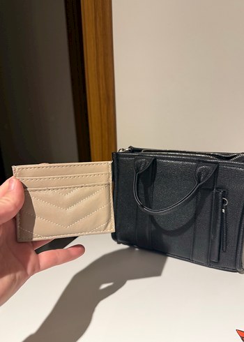 Yılan Desenli Siyah Deri Kadın Çanta ve kartlık - Görsel 8