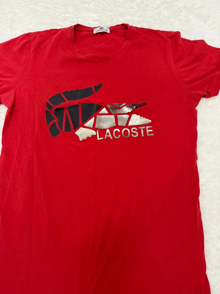 Kırmızı Lacoste Erkek Tişört A kalite üründür - Görsel 2