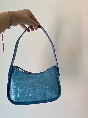 Zara mavi baget kol çantası