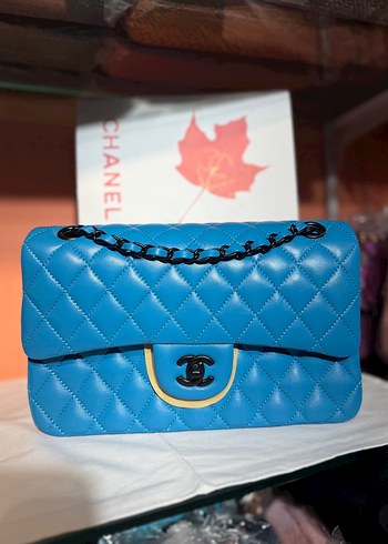 Chanel Mavi Zincir Detaylı Deri Kadın Çanta