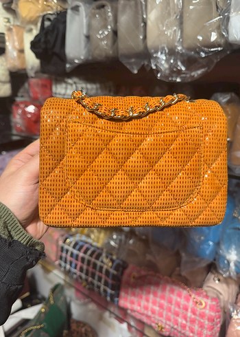 Sarı Yılan Desenli Deri Kadın Çanta - Görsel 2