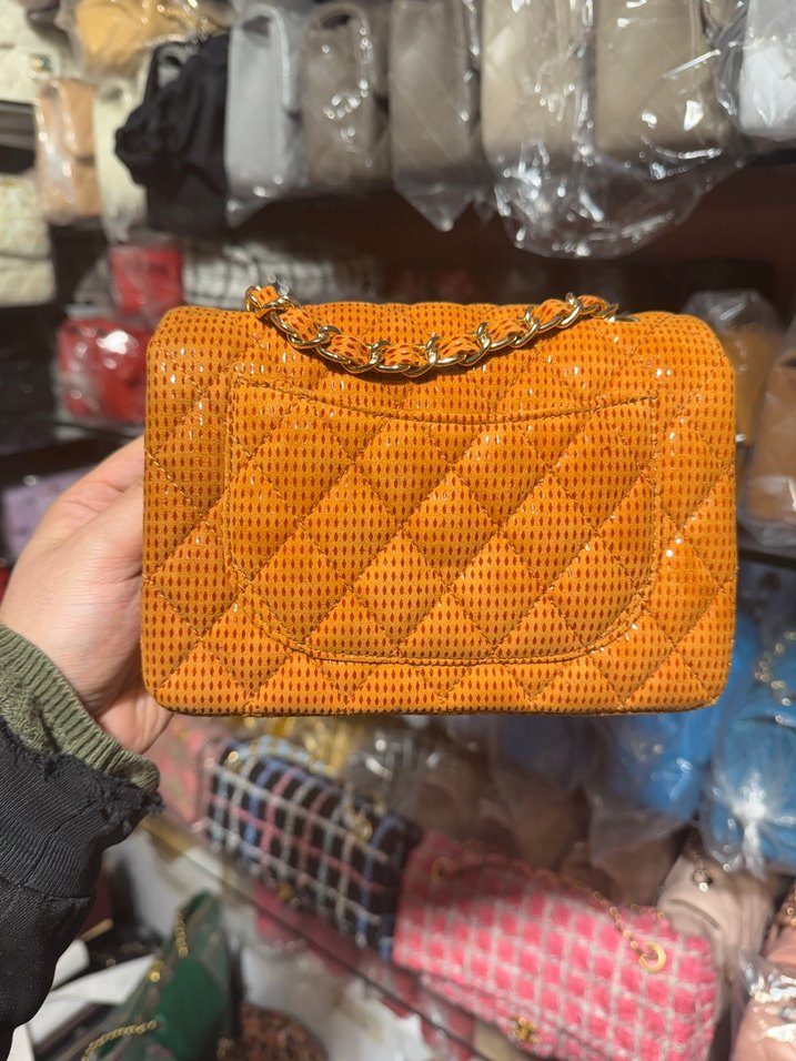 Sarı Yılan Desenli Deri Kadın Çanta - Görsel 2