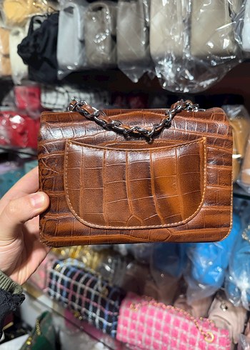 Kahverengi Yılan Derisi Desenli Deri Kadın Çanta - Görsel 2